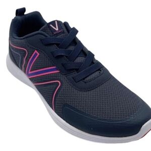 Vionic Women's Navy Knit Walking Sneaker with Pink Accent